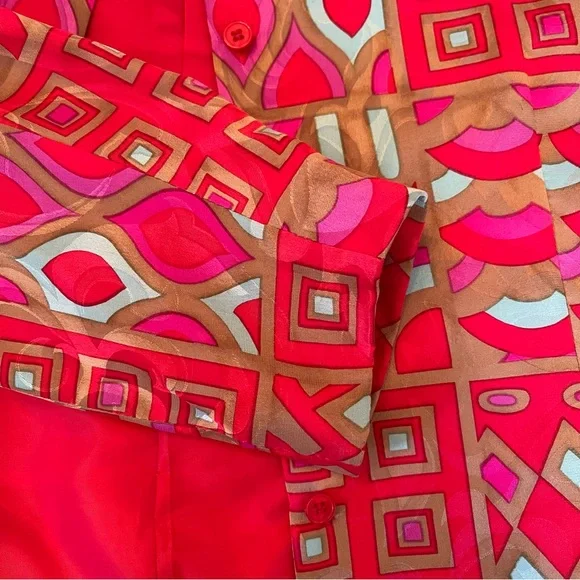 Vintage Anne Crimmins UMI Collection 100% Silk Geometric Skirt Set Suit Jacket 8 - Picture 11 of 15